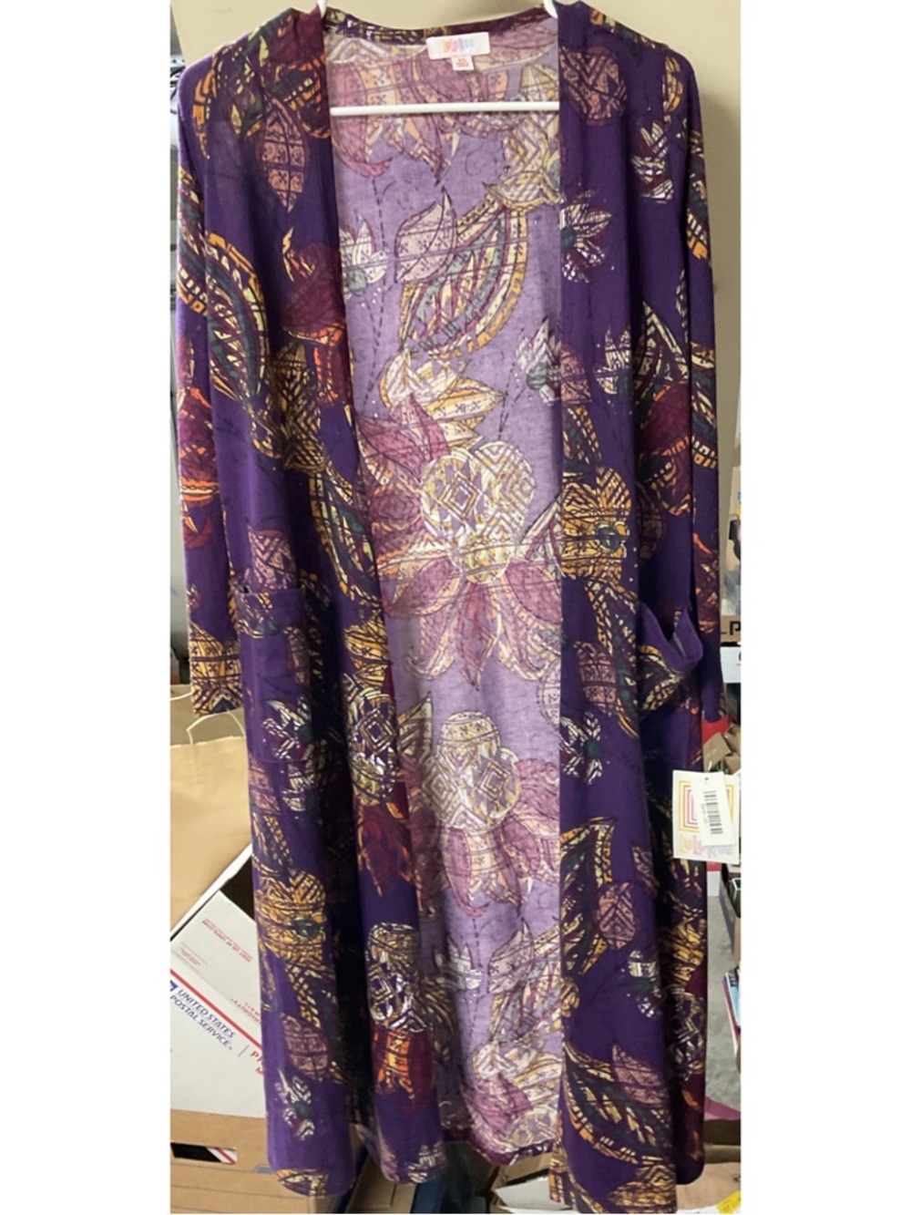 LuLaRoe SARAH Purple Floral Open Duster Cardigan Size XS NWTs